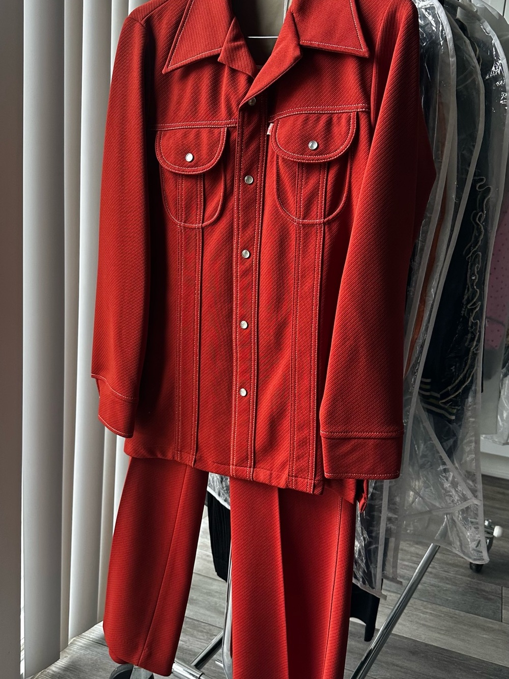 VINTAGE 70s RARE LEVIS Red Two-Piece Jacket & Trouser Set - Tailored Workwear